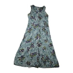 Vintage CDC Caren Desiree Company Women's Size 12 Blue Floral Gauze Dress